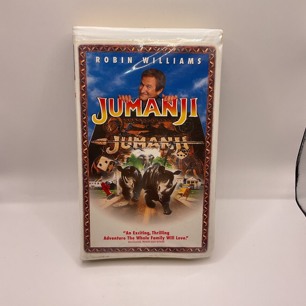 Jumanji 1996 VHS Tape Clamshell Robin Williams, Kirsten Dunst Tested & Works